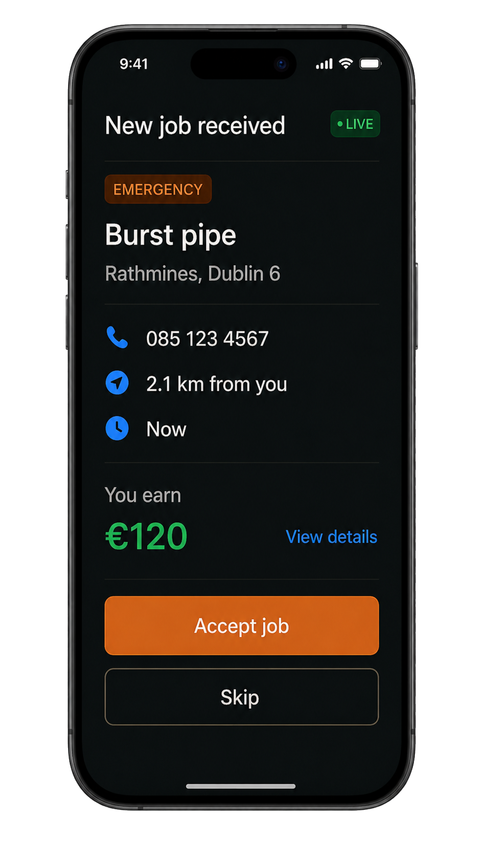 Airis job summary on a phone